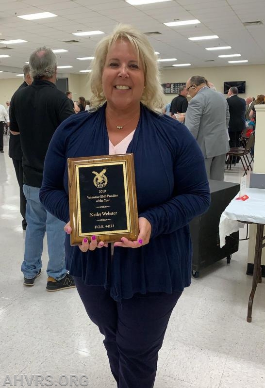 Kathy Webster named Volunteer EMT of the Year by the Order of the Eagles 2019